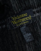 "Vivienne Westwood" Multi-layered check pattern fringe design muffler