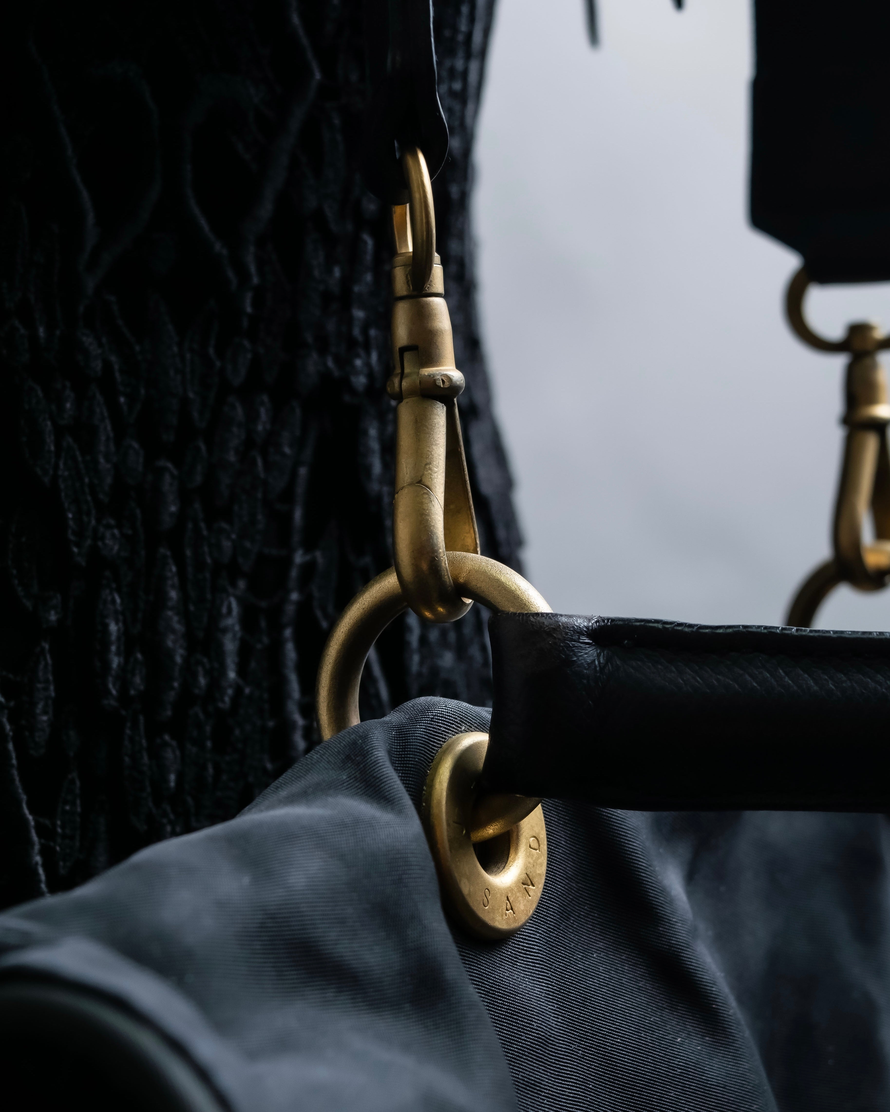 “JIL SANDER” Gold buckle 2 way nylon hand bag