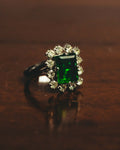 "Christian Dior" 70's-80's Emerald halo costume ring