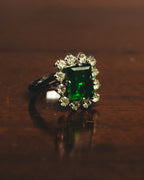 "Christian Dior" 70's-80's Emerald halo costume ring