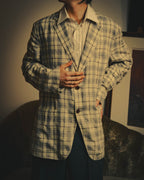 -SPECIAL- "Hermès" 10's Textured linen blend check blazer
