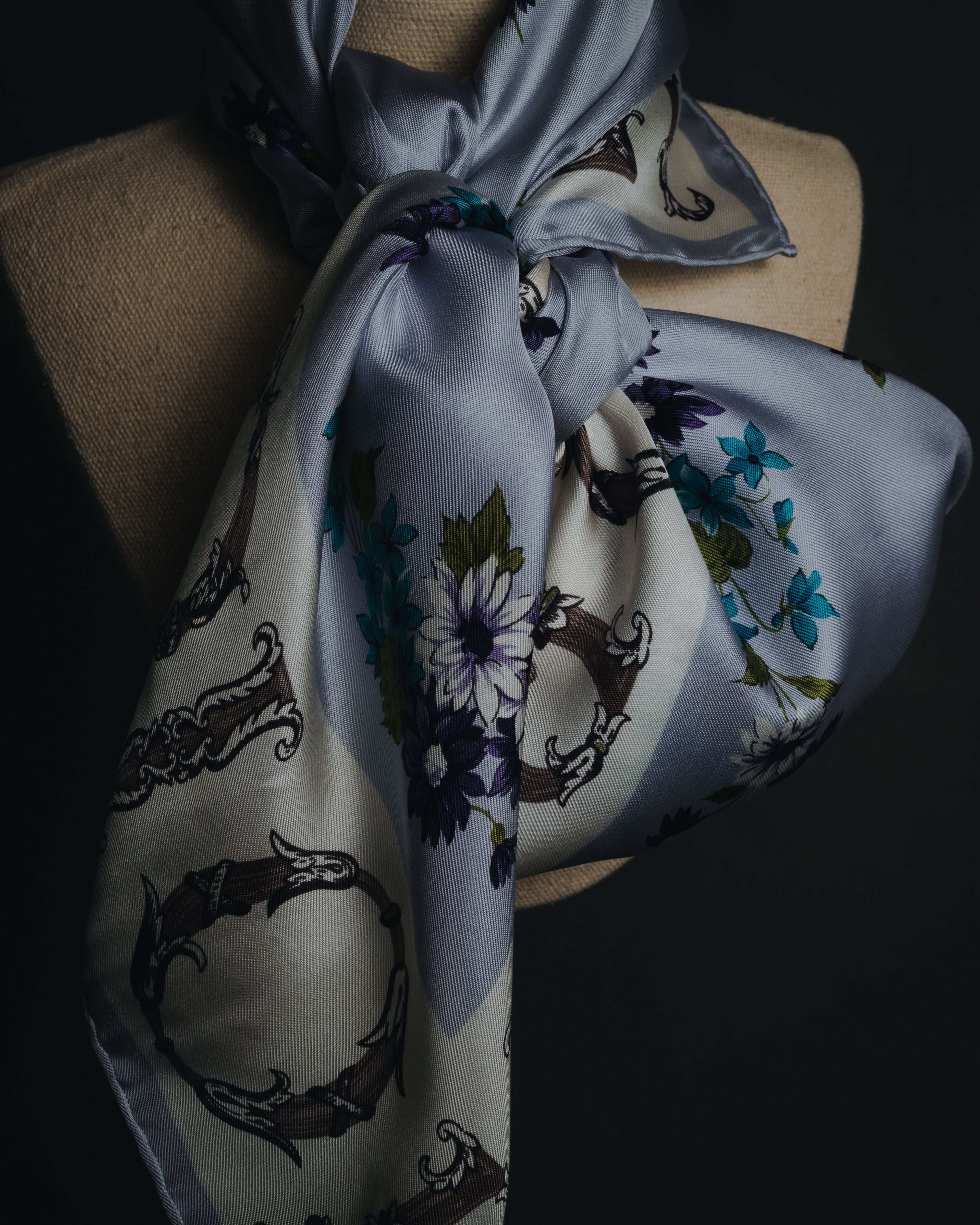 "Christian Dior" 80’s-90’s botanical dior typography silk scarf