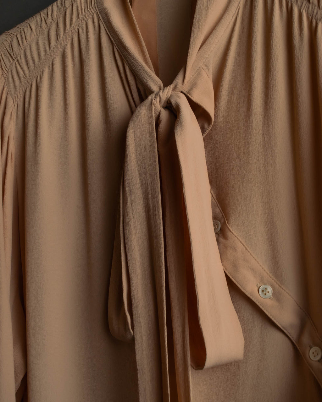 "N°21" 2020's Asymmetric bow tie acetate silk blouse