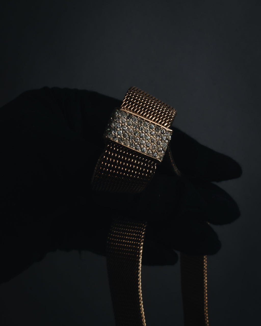 "Christian Dior" 80’s wide mesh pavé bar necklace