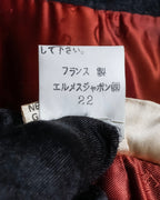 "HERMES" Vintage leather piping design belted tailored jacket