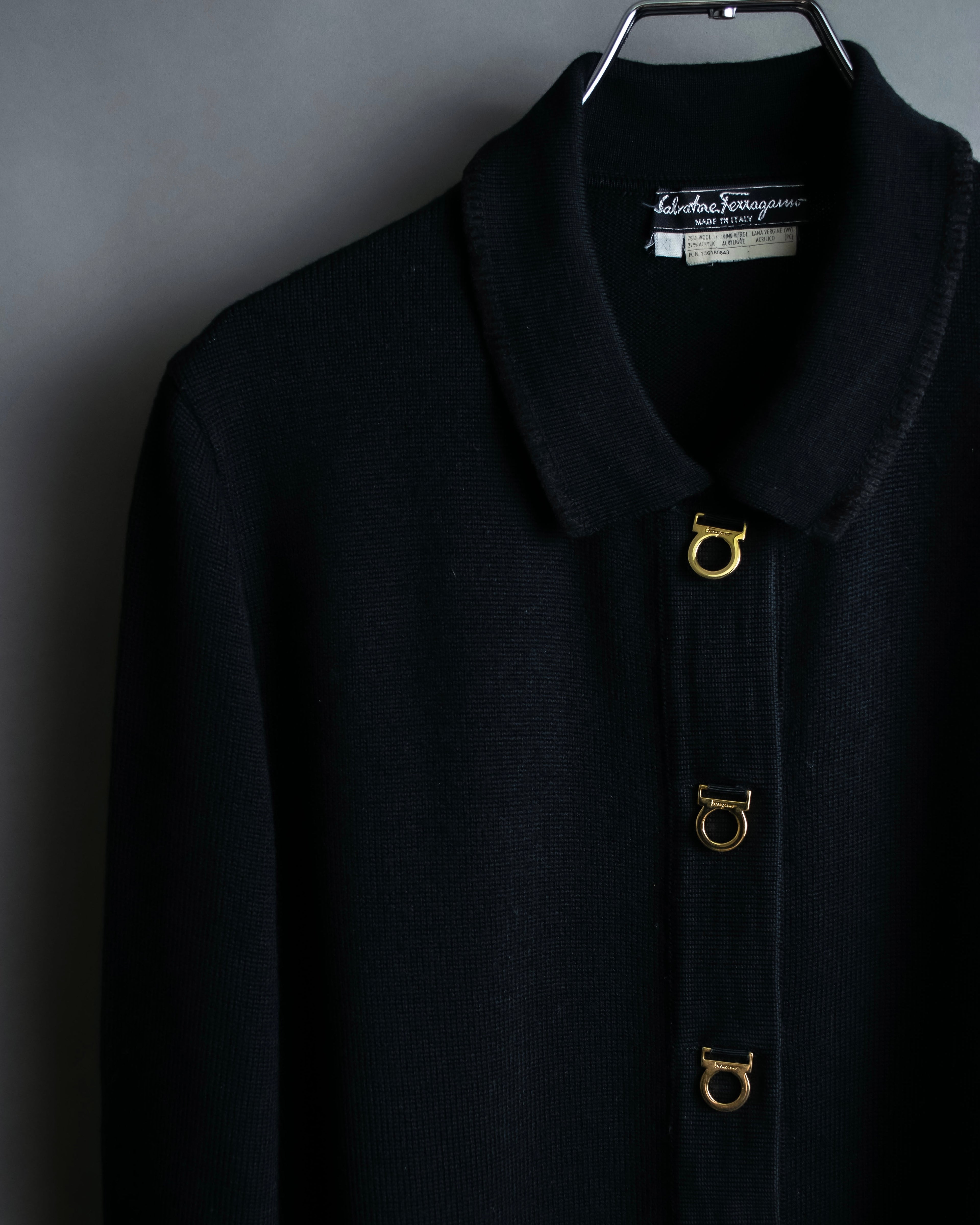 "Salvatore Ferragamo" Gancini design rayon mix cardigan