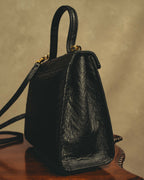 -SPECIAL- "Balenciaga" 90's-00's Ostrich leather structured top handle bag