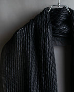 "GIORGIO ARMANI" Waffle low gauge knit fringe design stole