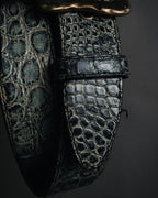 "DOLCE & GABBANA" 2003-08 Distressed croc-embossed hammered buckle belt