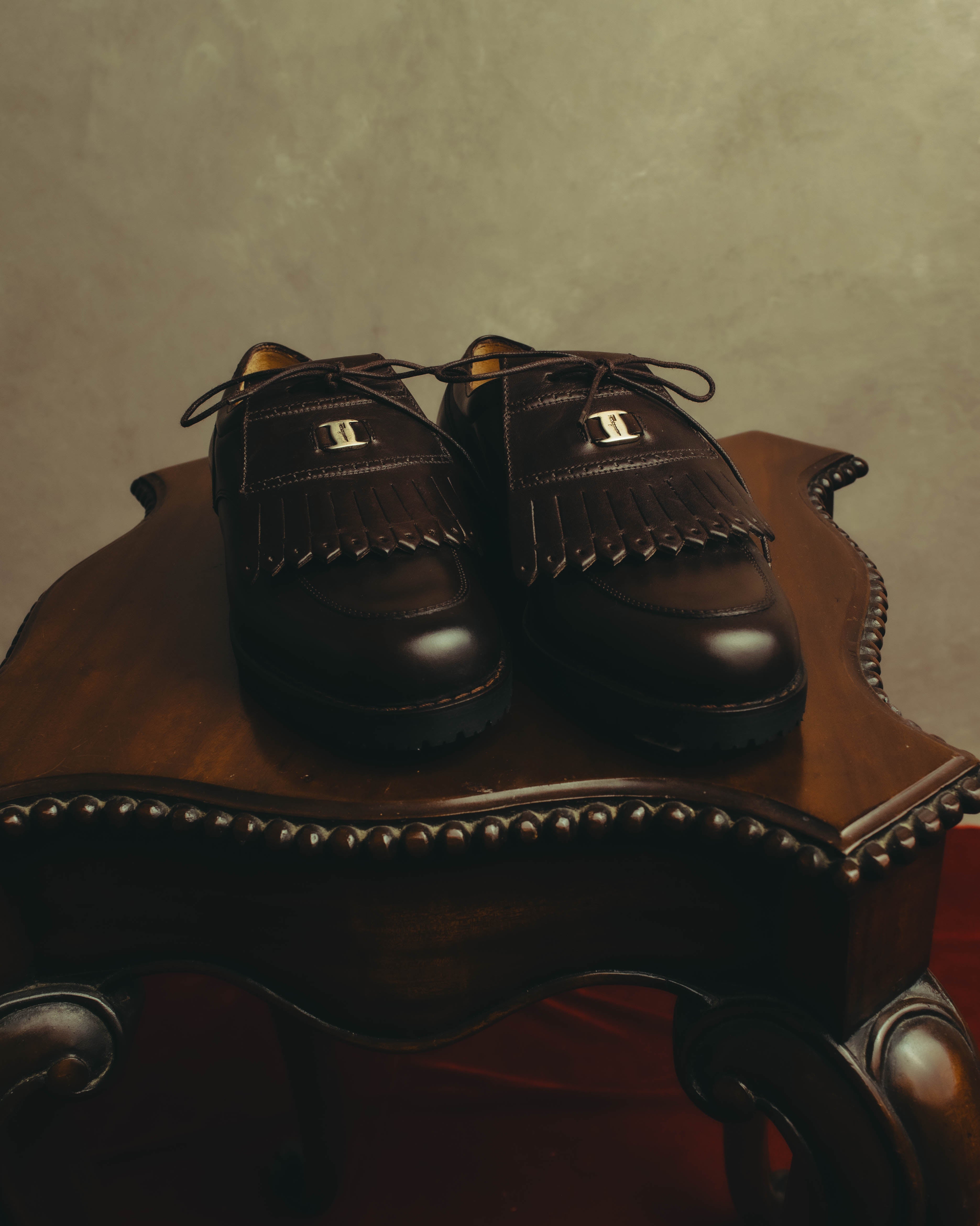"Salvatore Ferragamo" 90's-00's Kiltie fringe leather derby shoes