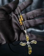 “Dolce&amp;Gabbana” Yellow crystal cross chain necklace