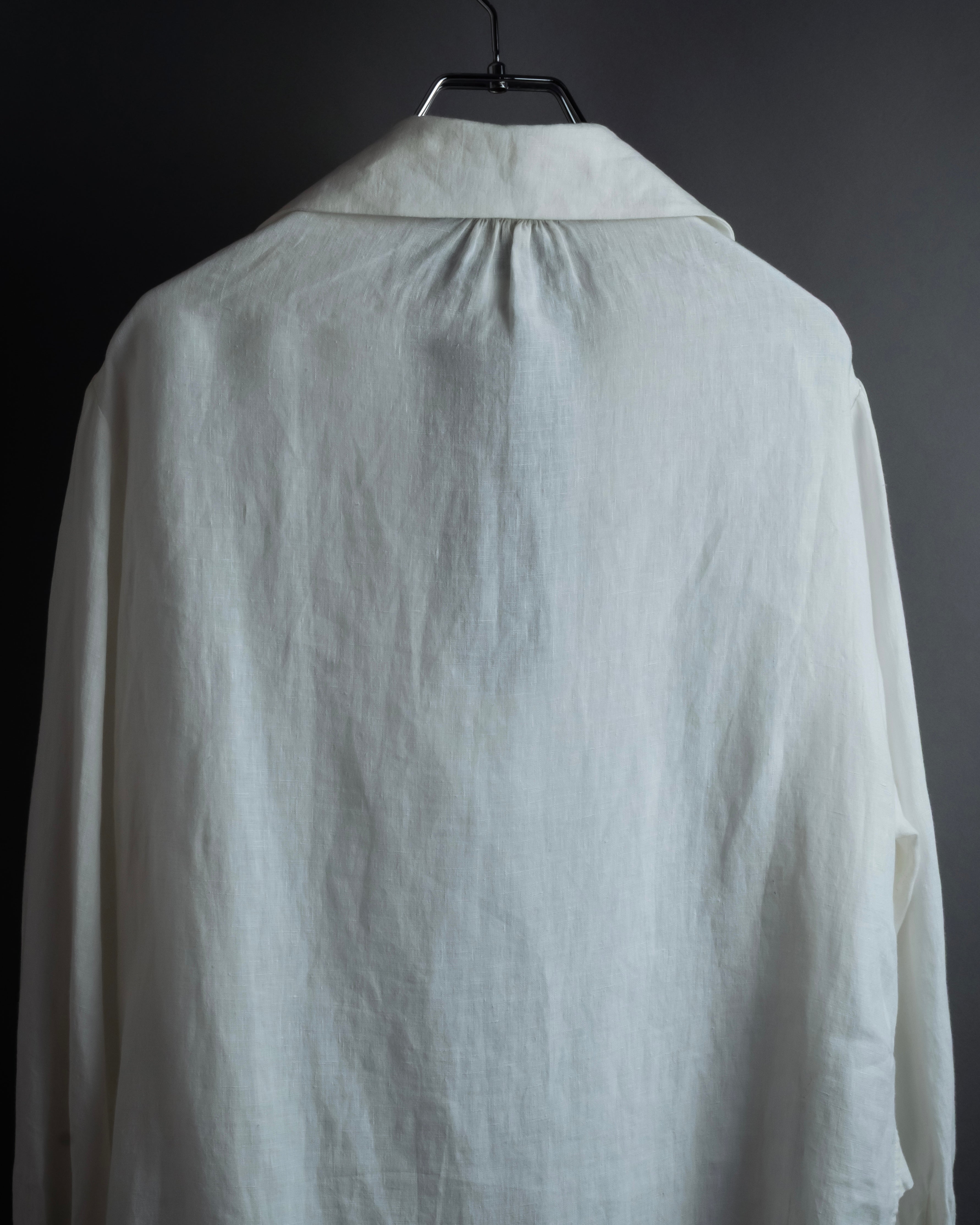 "GUCCI" Michele period ruffle round collar linen pullover shirt