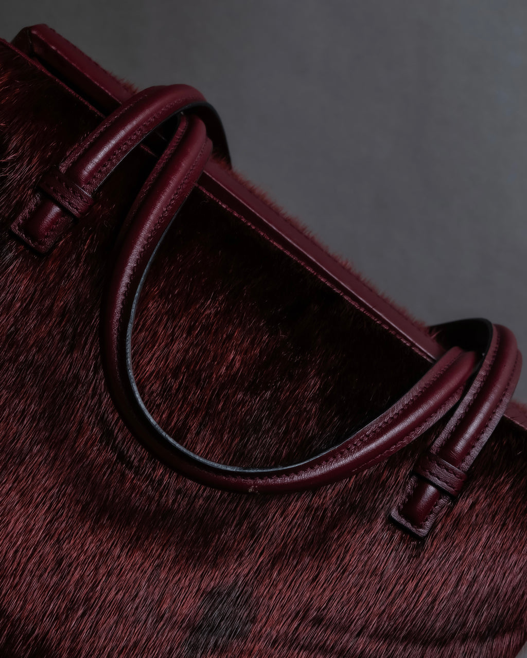 "LOEWE" Seal fur leather hand bag