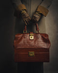 -SPECIAL- “Giorgio Armani” 90’s-00’s Crocodile embossed leather frame bag