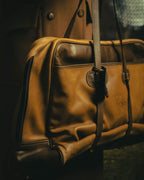 -SPECIAL- “LOEWE” 90’s Anagram embossed wide-opening leather boston bag