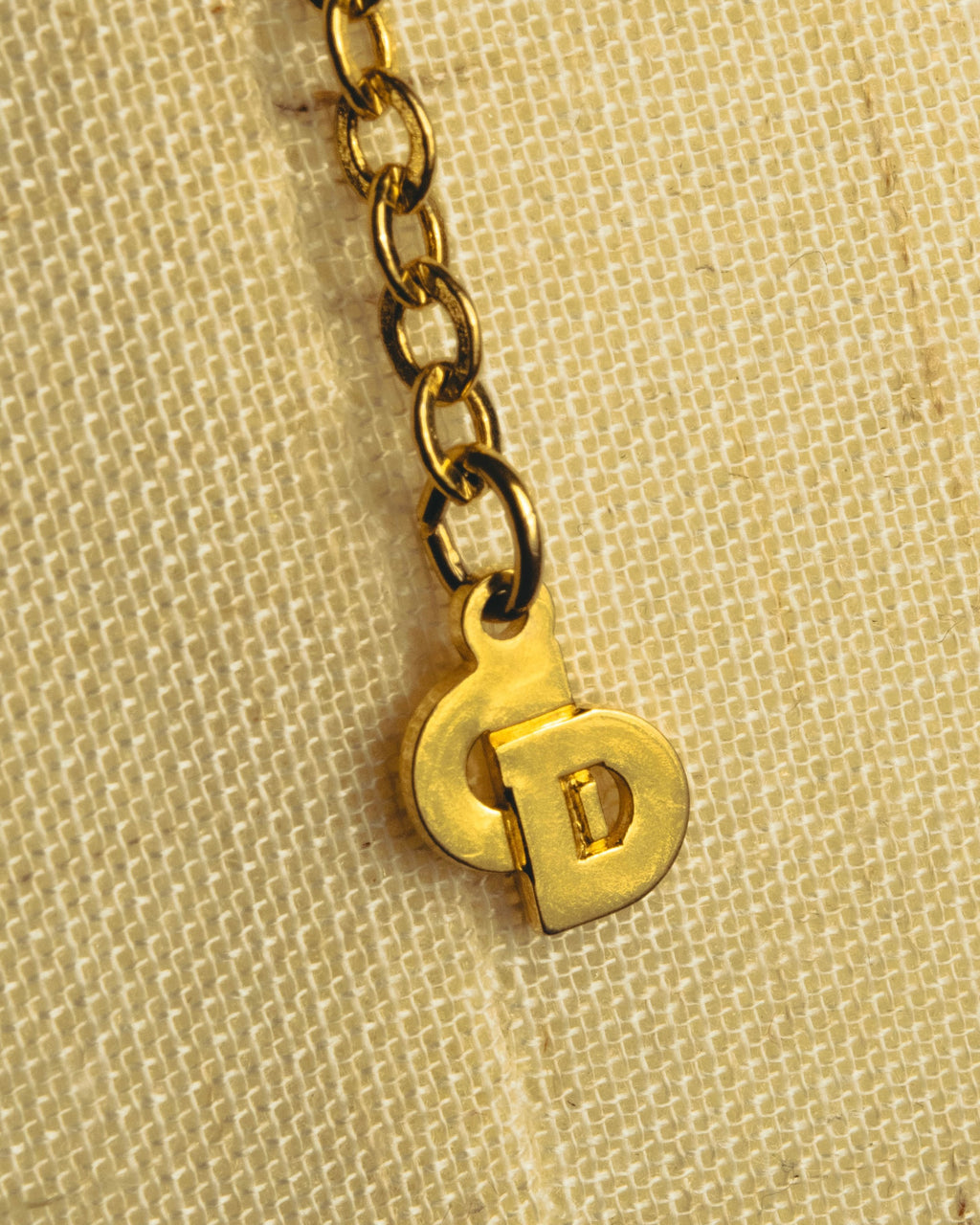 "Christian Dior" 80's-90's Gold tone bottle pendant necklace
