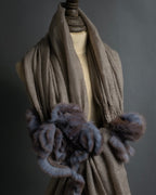 "FENDI" 04-10's Petal motif fur docking long muffler