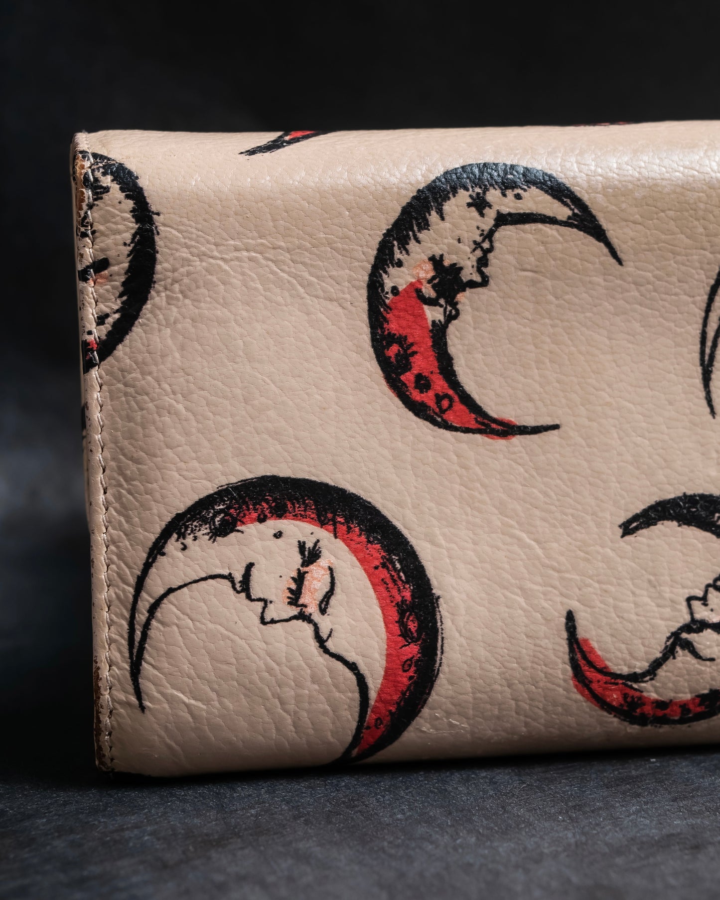 "MIU MIU" Madras leather crescent moon pattern long wallet