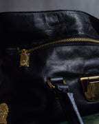 "ADMJ" Gold clasp grain leather shoulder bag