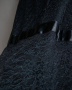 "RED VALENTINO"Ribbon belted design lace black dress