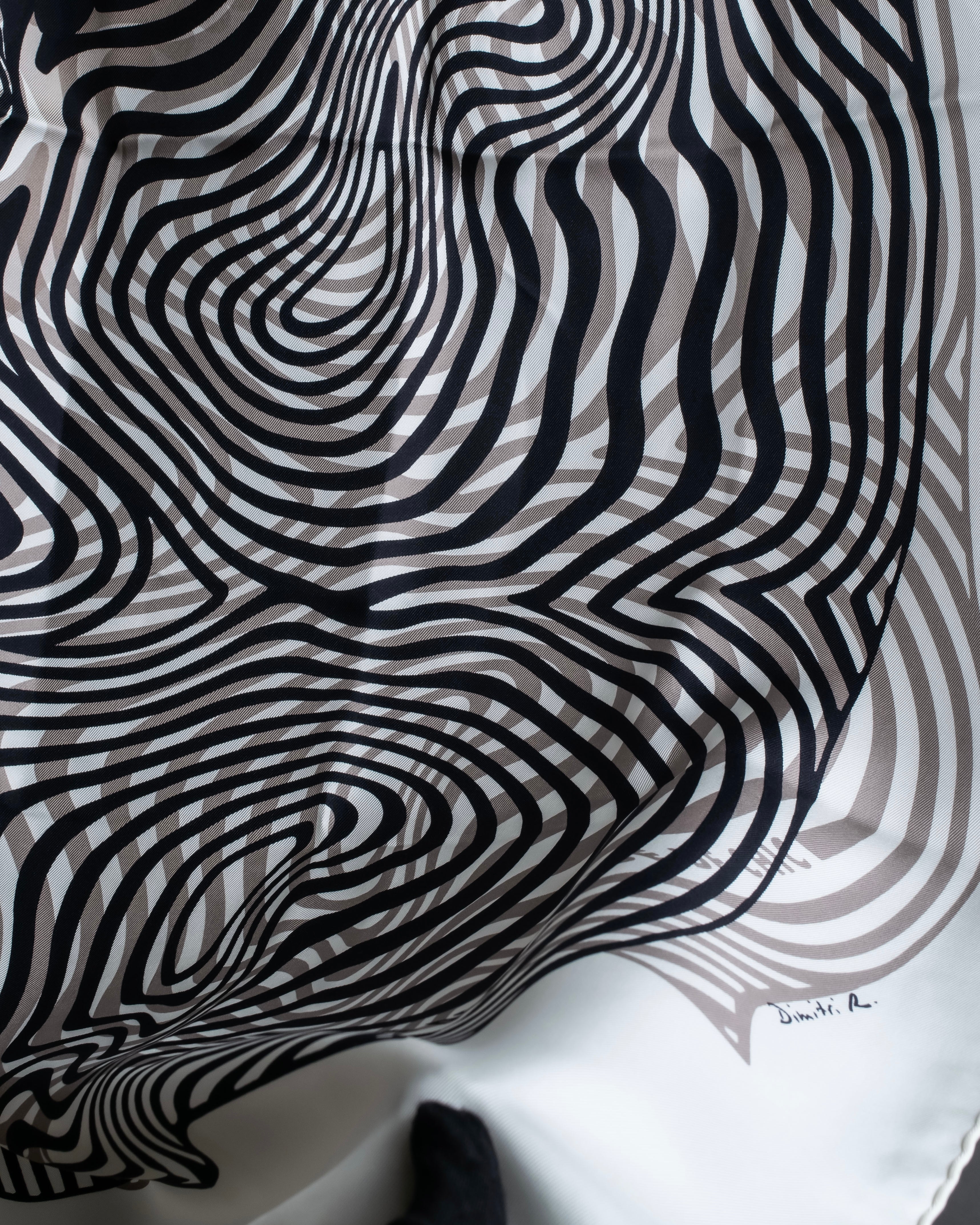 "HERMES" Zebra abstract print Carre 90 silk scarf
