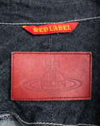 "Vivienne Westwood RED LABEL" Asymmetrical button design mid length denim coat