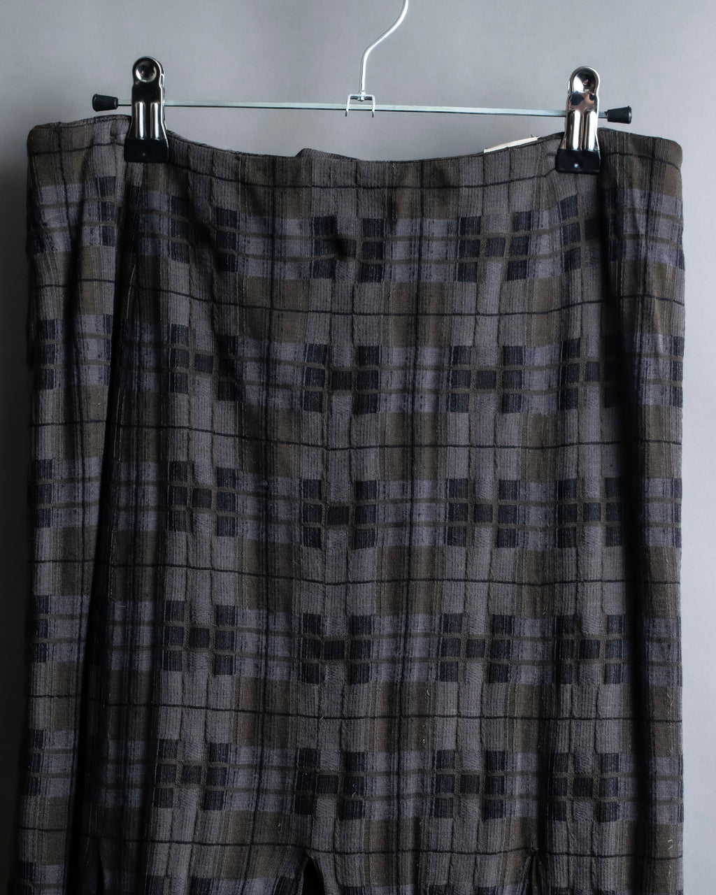 "HERMES" Check pattern cropped skirt