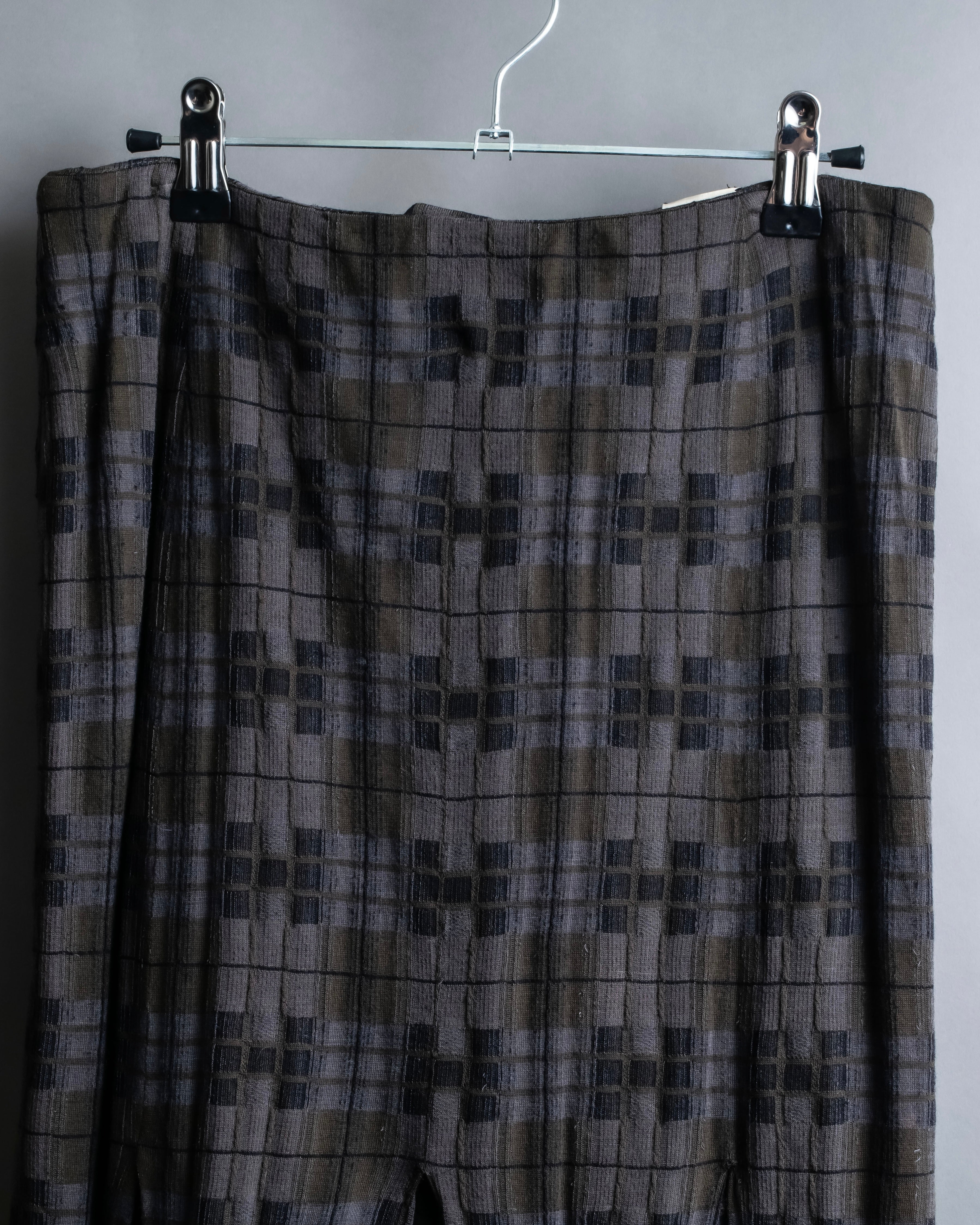 "HERMES" Check pattern cropped skirt