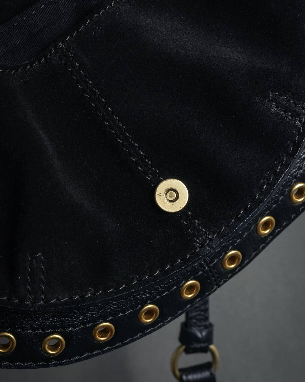 "See by Chloé" Half-moon grommet-detail suede shoulder bag