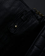 "CELINE" 80's-90's Crest metal fittings design quilted leather bag