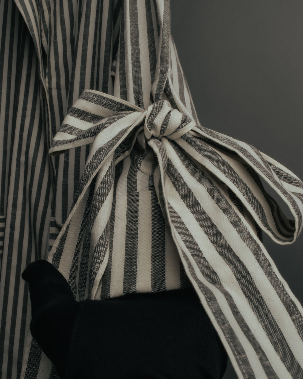 -SPECIAL- “LOEWE” 2010’s striped ribbon sleeve long gown coat