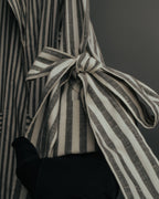 -SPECIAL- “LOEWE” 2010’s striped ribbon sleeve long gown coat
