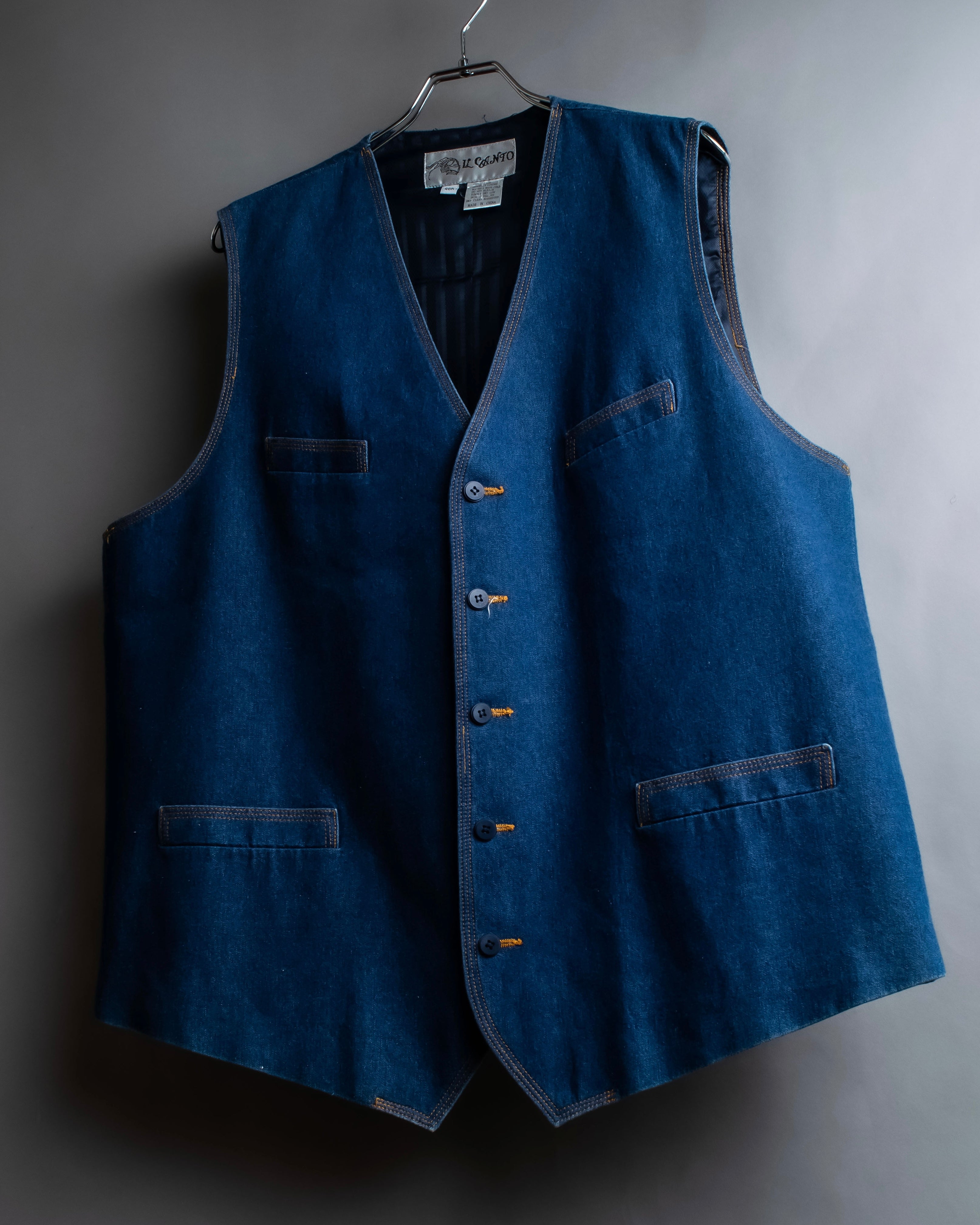 "Vintage stitch design denim vest"