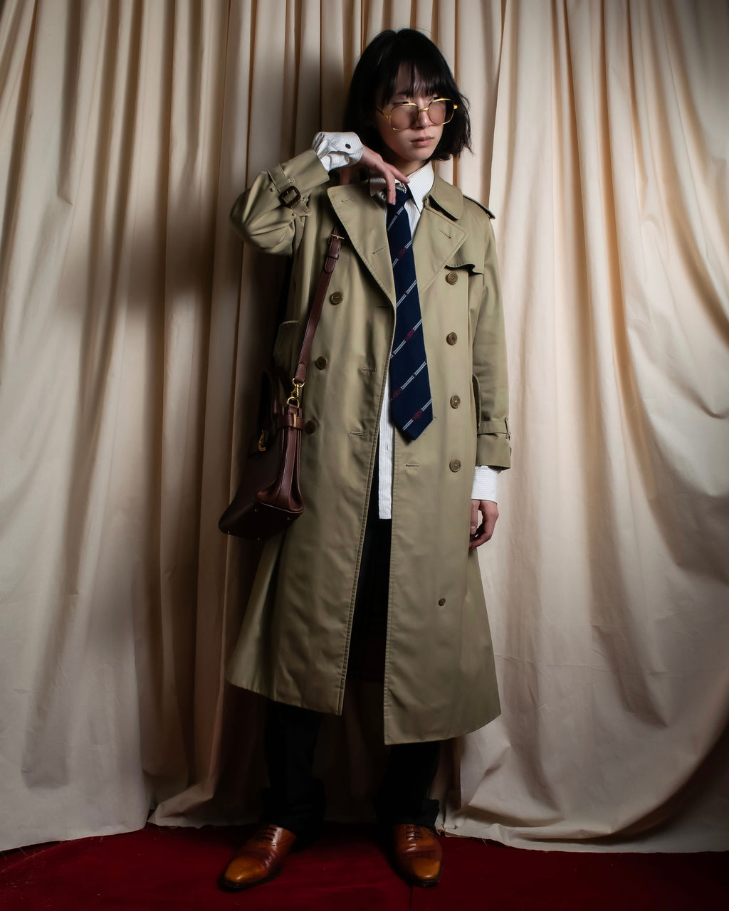 "CELINE" Chain stripe pattern silk necktie