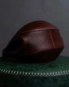 "Salvatore Ferragamo" Half-moon shaped Bordeaux color leather shoulder bag