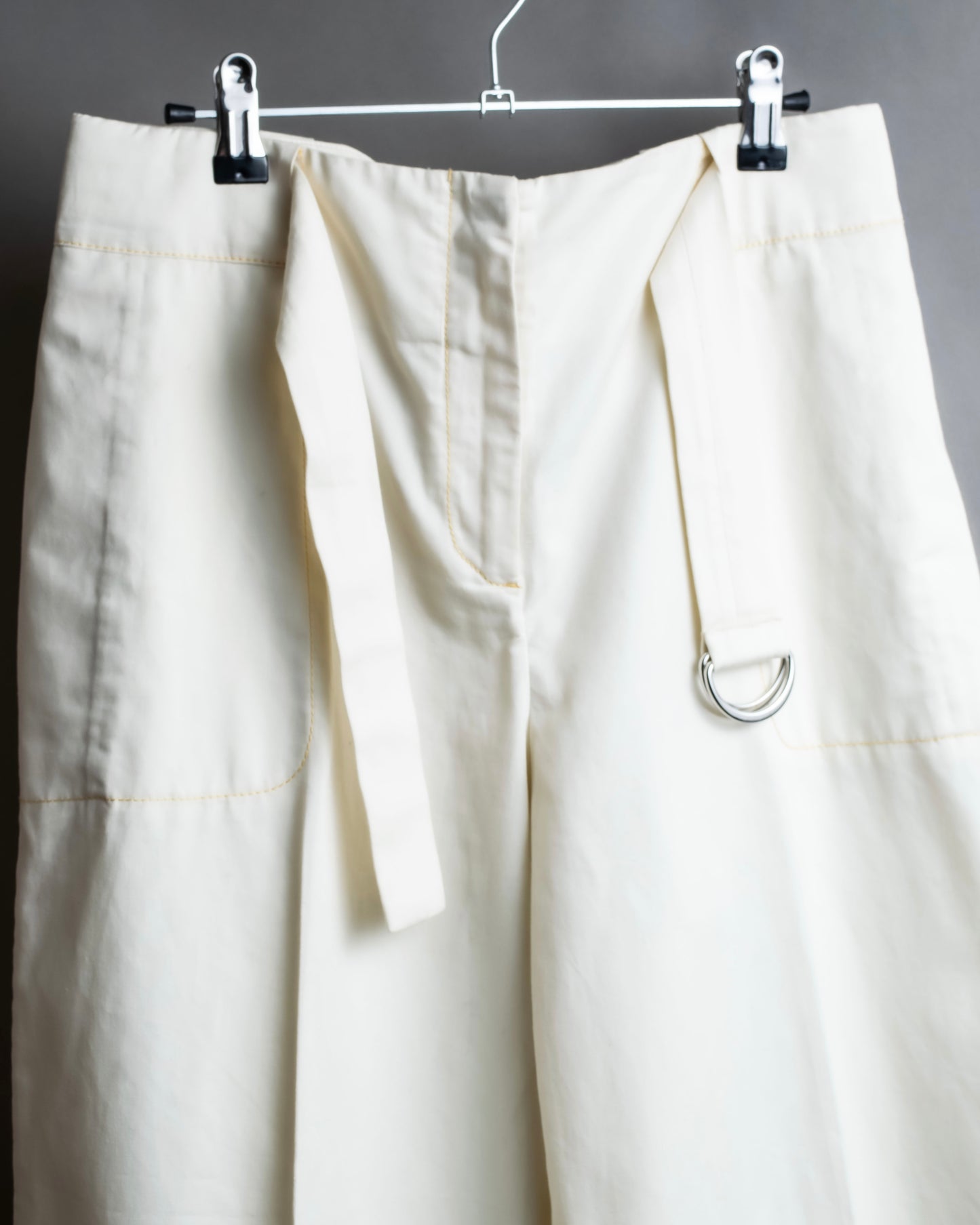 "MAISON MARGIELA" Wide flare silhouette belted cotton linen pants