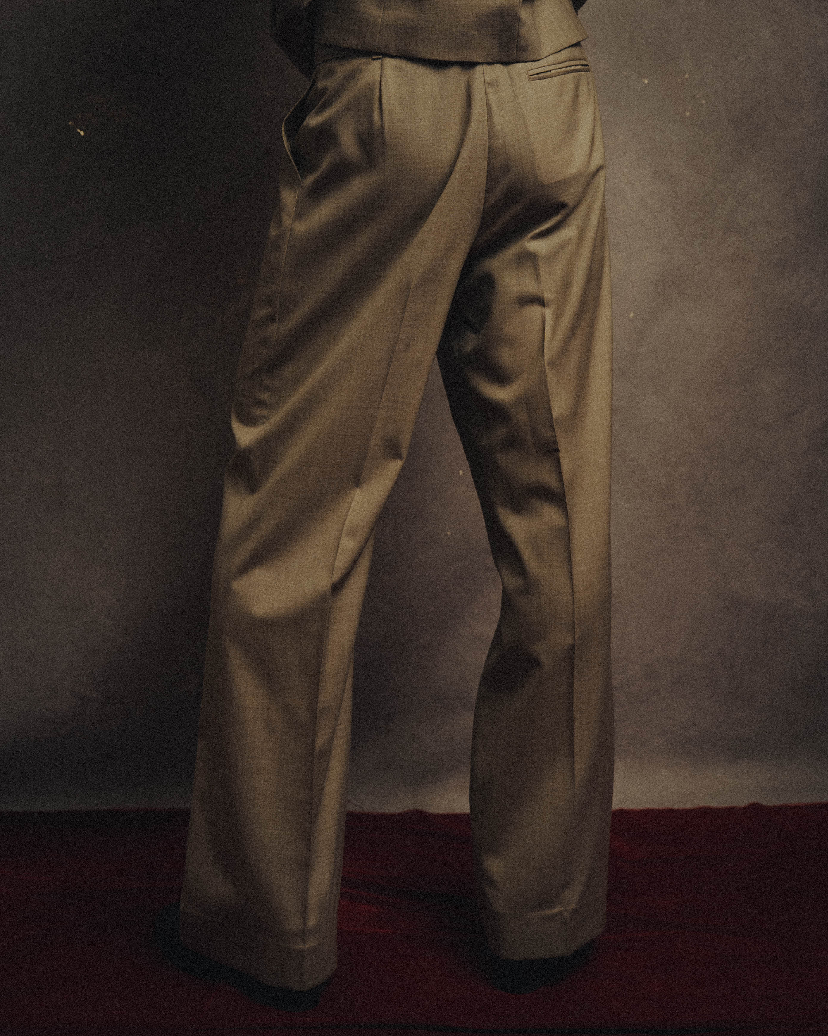 -SPECIAL- "HERMÈS" 90's-00's Wool silk tailored asymmetrical setup suit