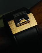 “BALENCIAGA“ 10’s Brushed metal leather cuff bracelet