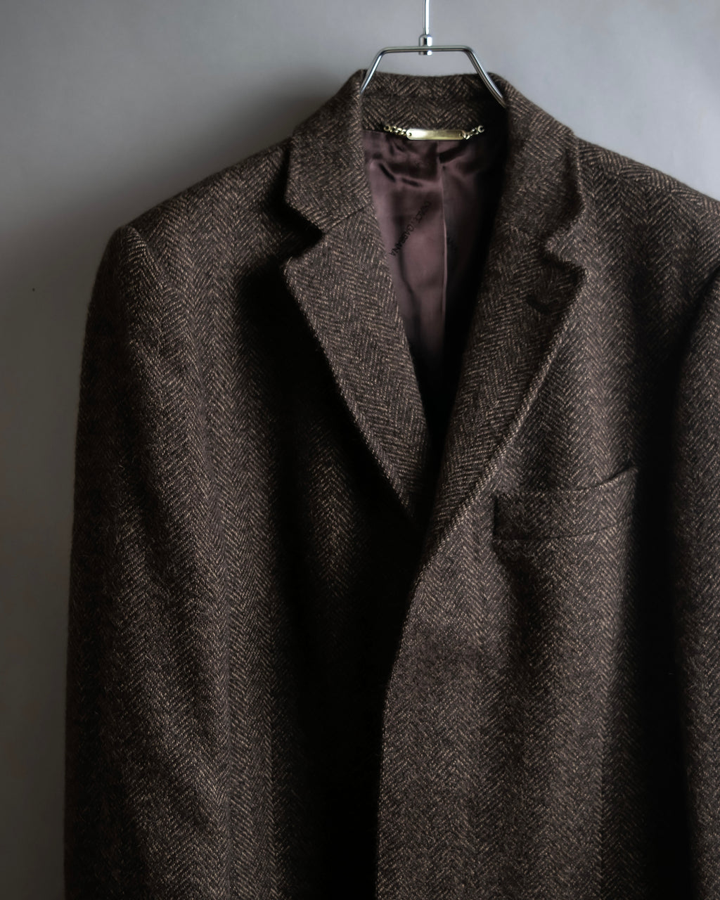 "Dolce &amp; Gabbana" Herringbone pattern slim shape chester coat