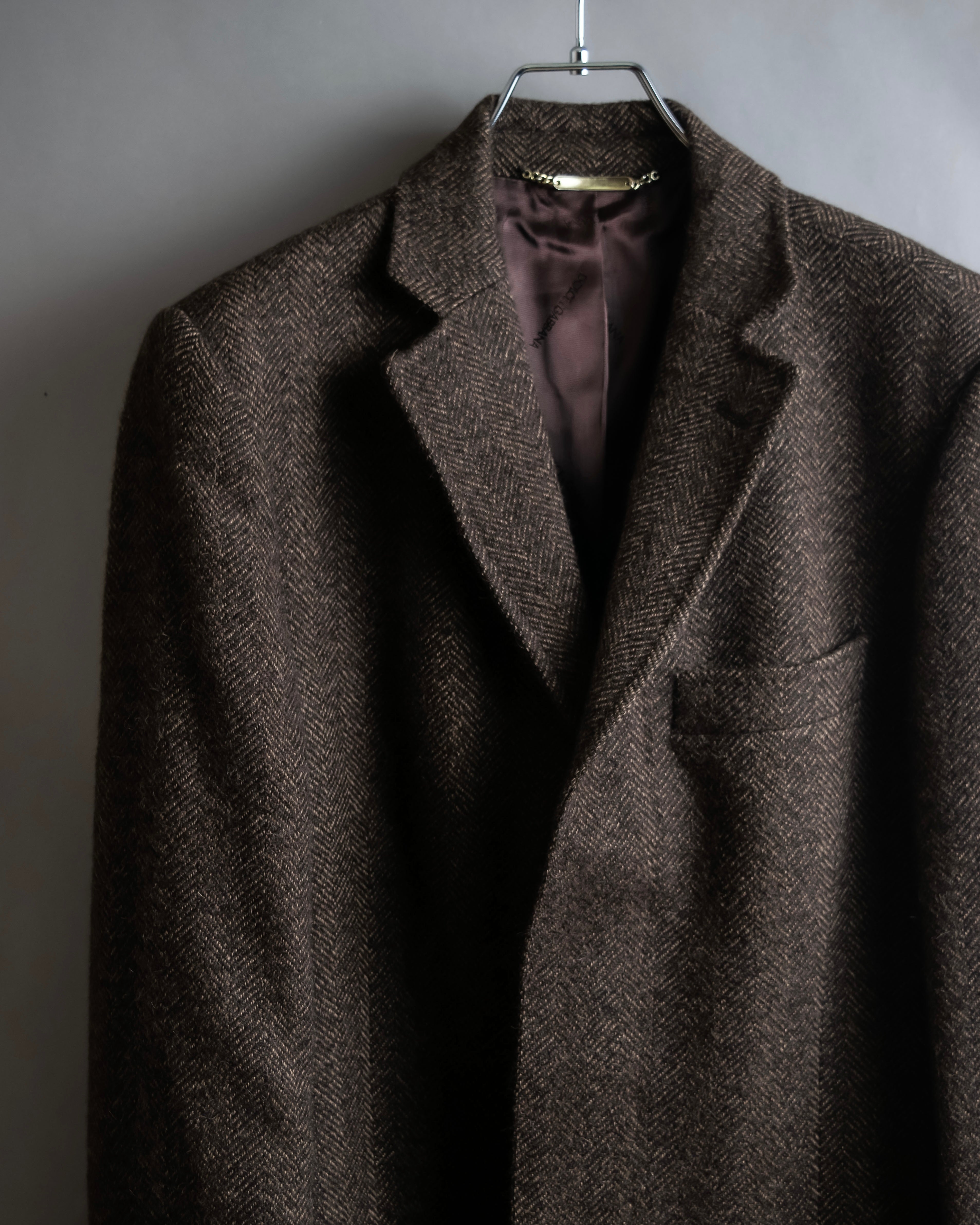 "Dolce &amp; Gabbana" Herringbone pattern slim shape chester coat