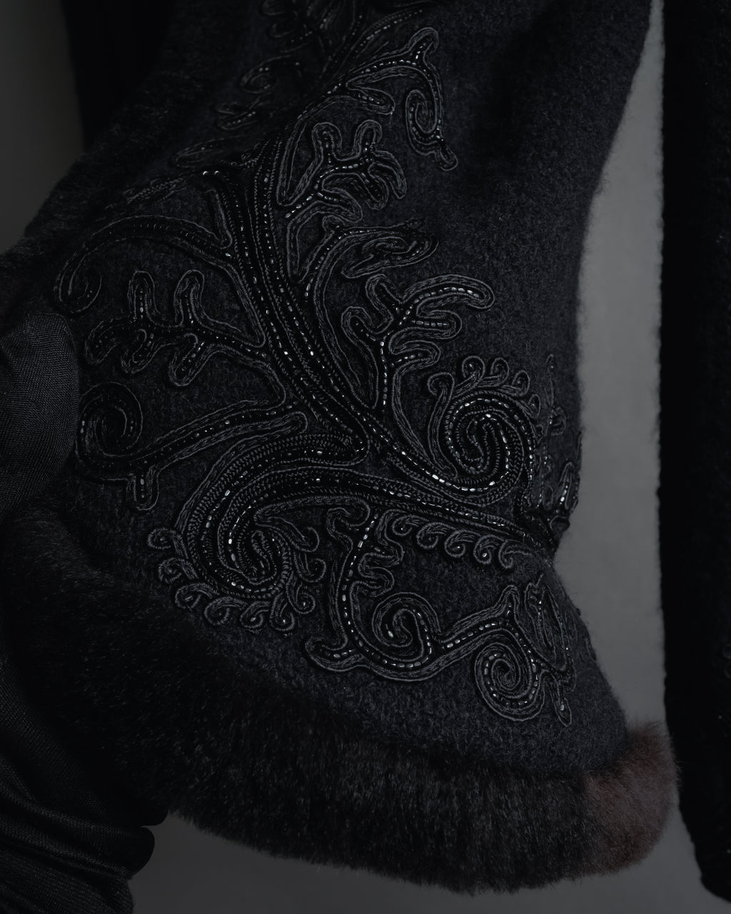 Chaqueta de piel con bordado de cuentas de los años 00 de Ralph Lauren