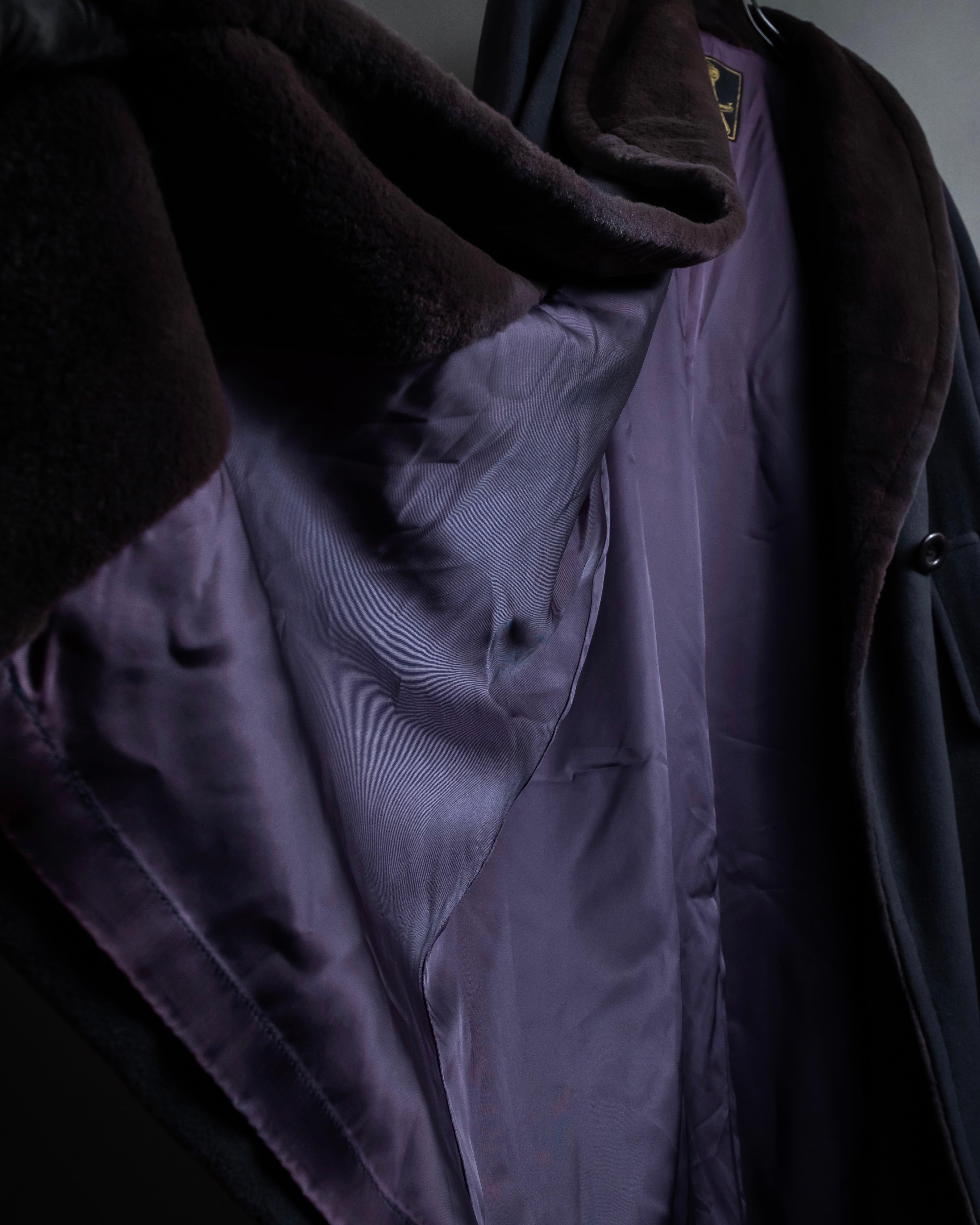 "Junko Yamamoto" Fur-trimmed design long cashmere blend coat