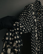 “GIANNI VERSACE COUTURE” 90’s Sheer mixed pattern ruffle blouse