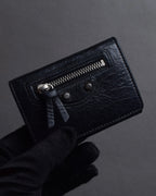 "BALENCIAGA" Motorcycle detail compact leather wallet