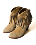 VINTAGE/ Fringe Detailed Suede High Heal Boots