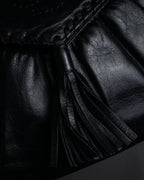 "YVES SAINT LAURENT" 80's-90's Logo engraved tassel detail bag