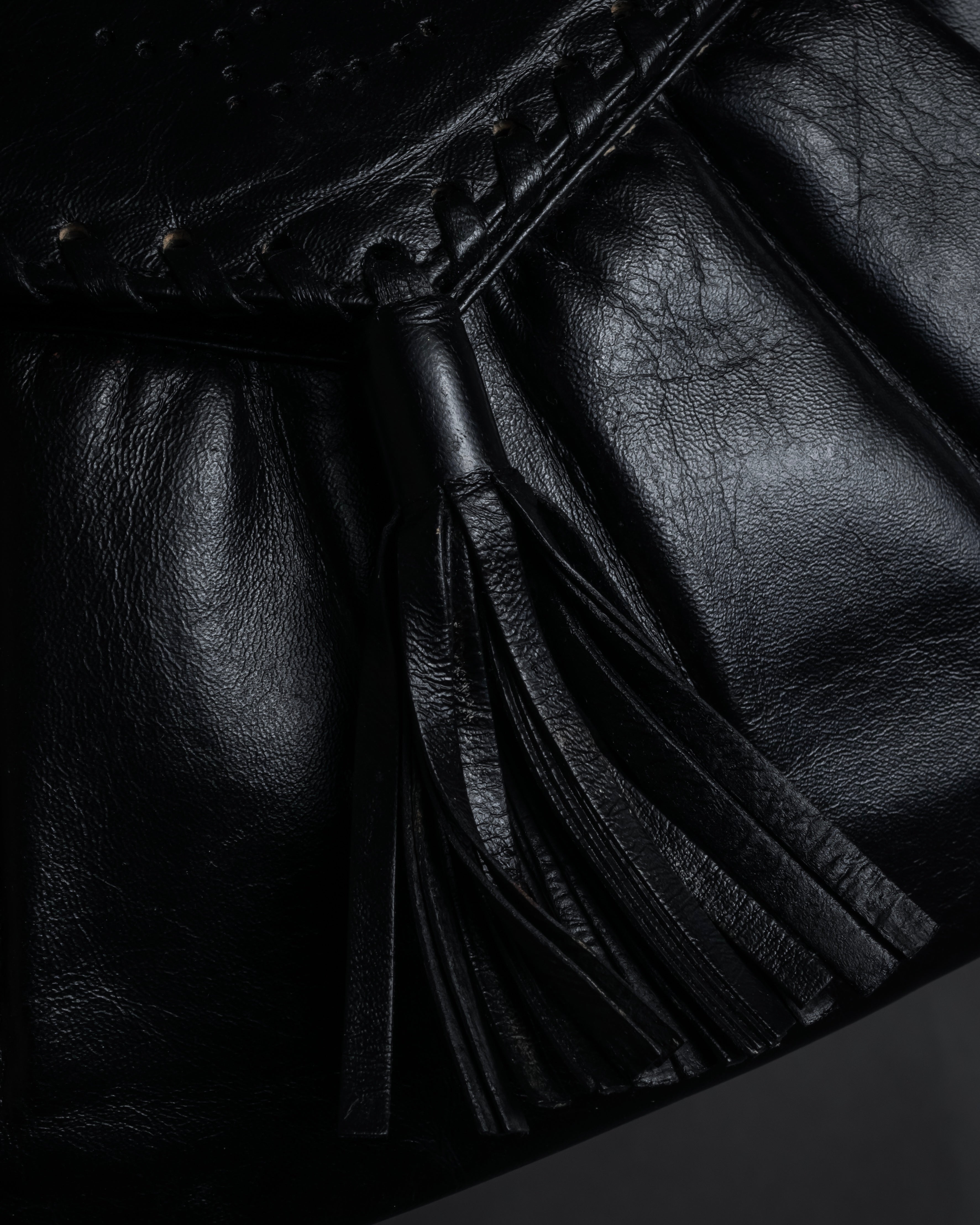 "YVES SAINT LAURENT" 80's-90's Logo engraved tassel detail bag