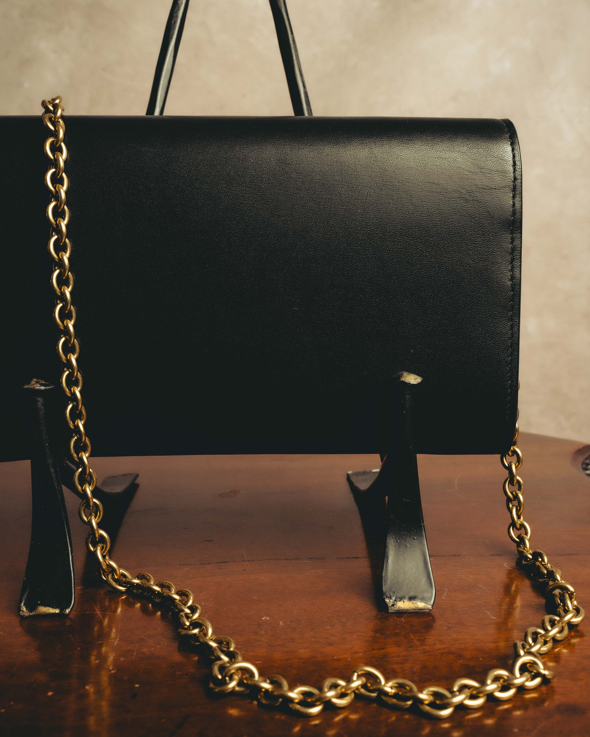 -SPECIAL- “Saint Laurent” 20’s Le Maillon smooth leather chain wallet