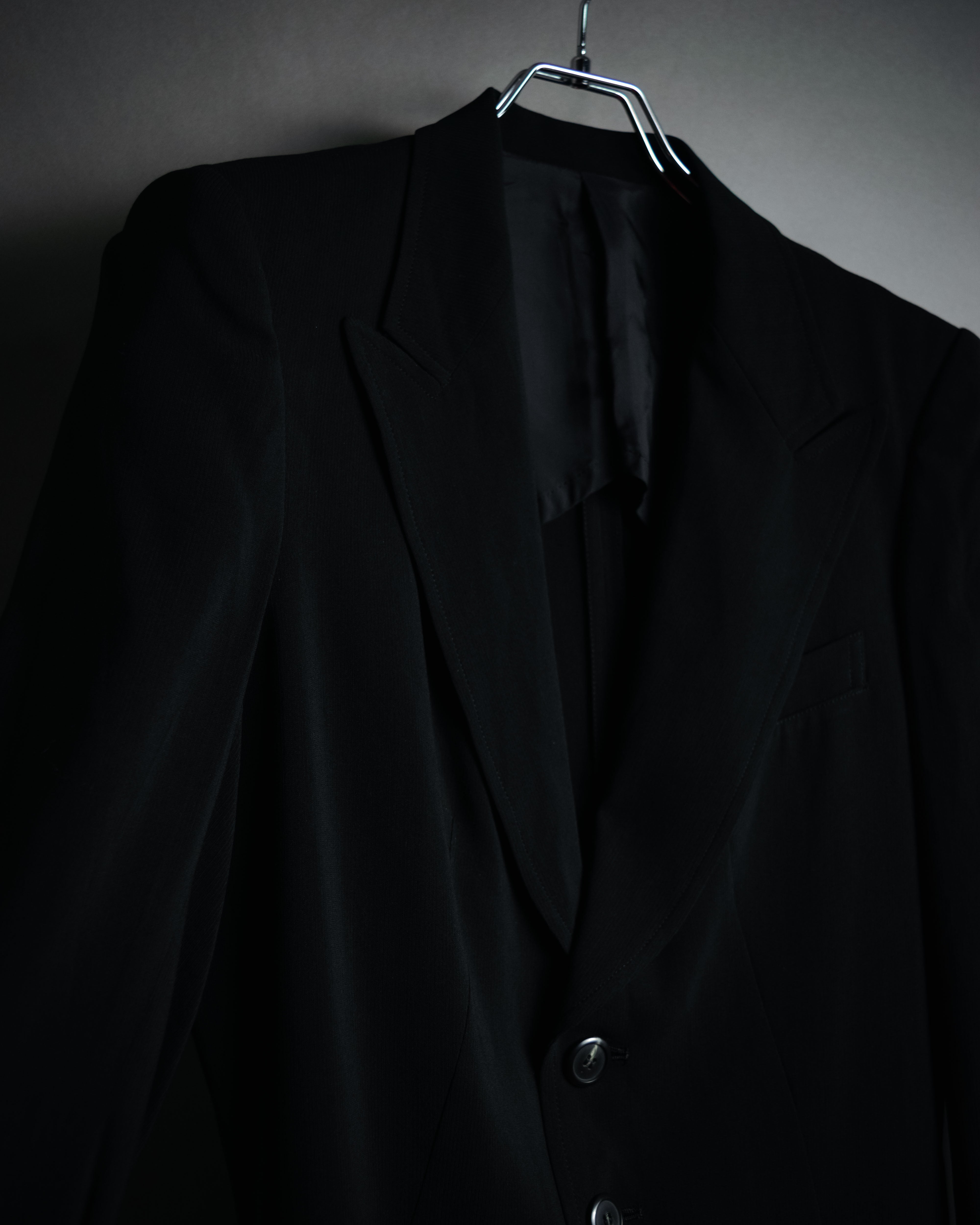 Y's - Asymmetrical Pleated Back Three-Button Jacket - Black - Size