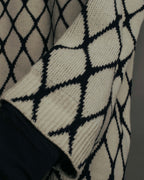 "VALENTINO" 20's Oversized diamond jacquard turtleneck knit sweater